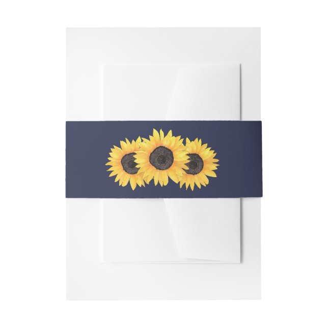 Country Sunflowers on Blue Belly Band Invitation Belly Band (Front Example)