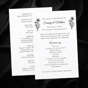 Country Sunflowers Rustic Floral Wedding Programs