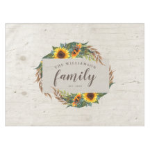 Country Sunflowers Rustic Wood Family Name