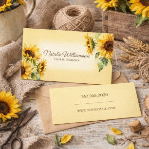 Country Sunflowers with QR Code Business Card