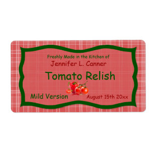 Country Sunglo Red Plaid with Tomatoes Food Label