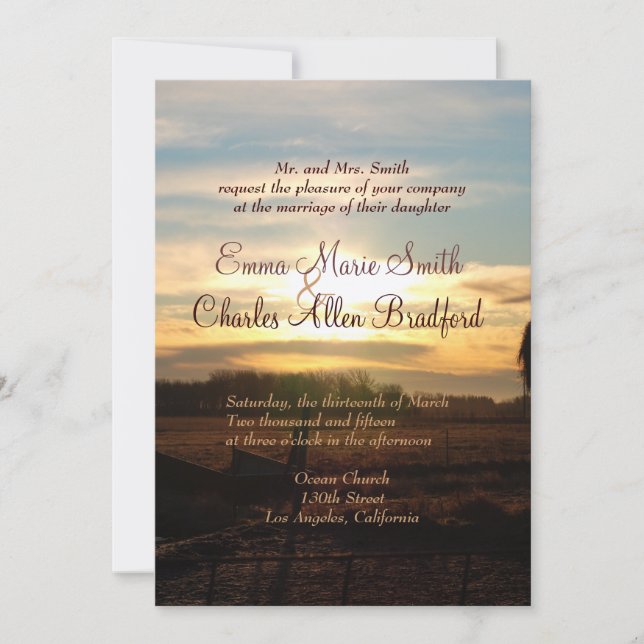 Country Sunrise Photo Wedding Invitations (Front)