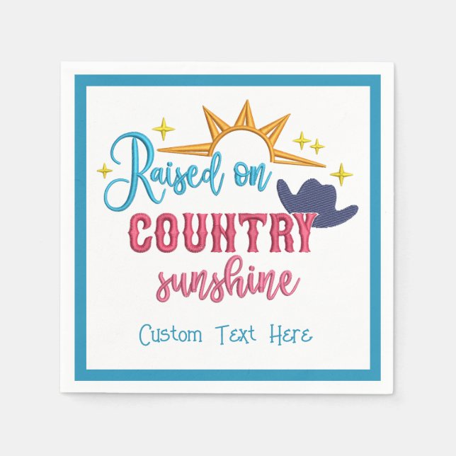 Country Sunshine Quote Western Cowboy Hat  Napkin (Front)