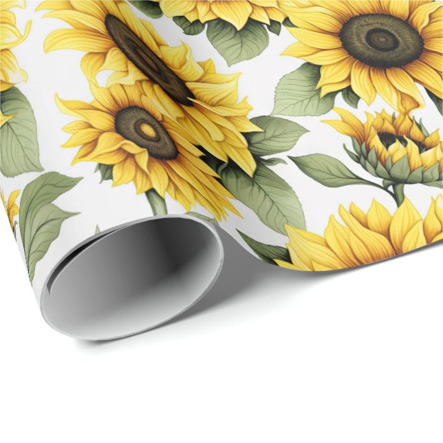 Country Sunshine Yellow Sunflowers Wrapping Paper (Roll Corner)