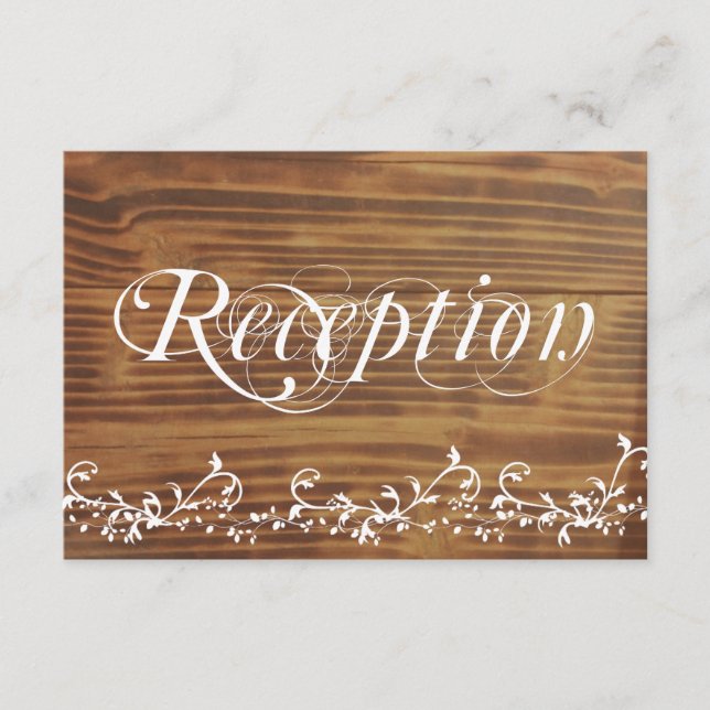 Country Swirl Rustic Wood Wedding Reception Cards (Front)