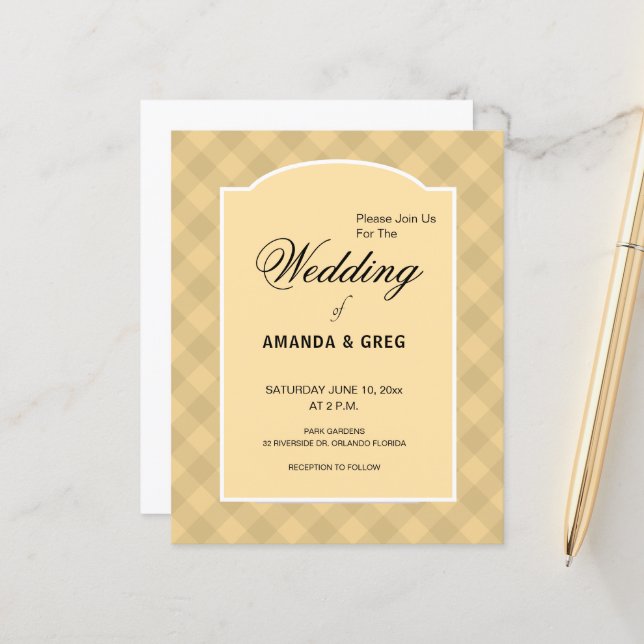 Country Tablecloth Style Wedding Invitation (Front/Back In Situ)