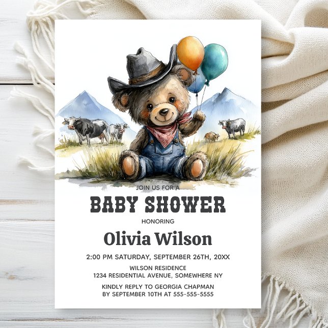 Country Teddy Bear Baby Shower Invitation (Creator Uploaded)