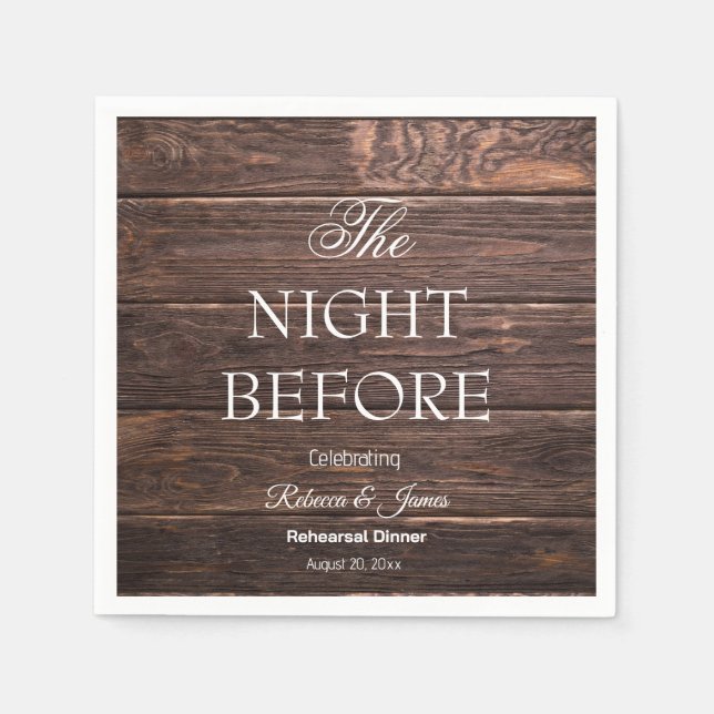 Country The Night Before Rehearsal Dinner Rustic  Napkin (Front)