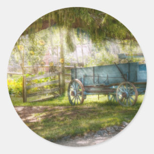 Country - The old wagon out back Classic Round Sticker