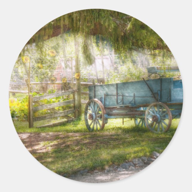 Country - The old wagon out back Classic Round Sticker (Front)