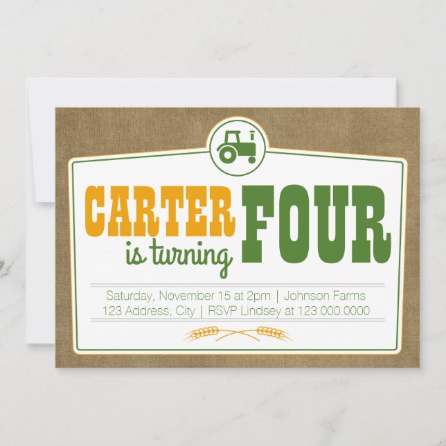 Country Tractor Invitation (Front)