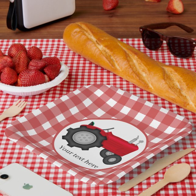 Country Tractor party add text Paper Plates (Picnic)