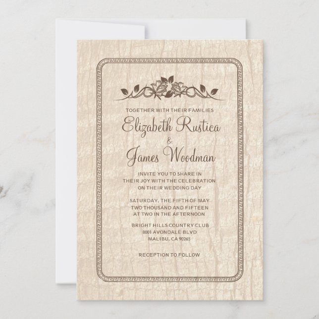 Country Tree Bark Wedding Invitations (Front)