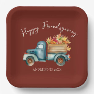 Country Truk Friendsgiving Paper Plate