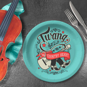 Country Twang Red/Black ID464 Paper Plate