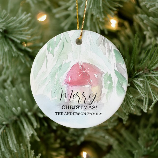 Country Village White Christmas Ceramic Tree Decoration (Tree)