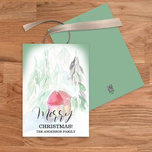 Country Village White Christmas Holiday Card