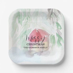 Country Village White Christmas Paper Plate