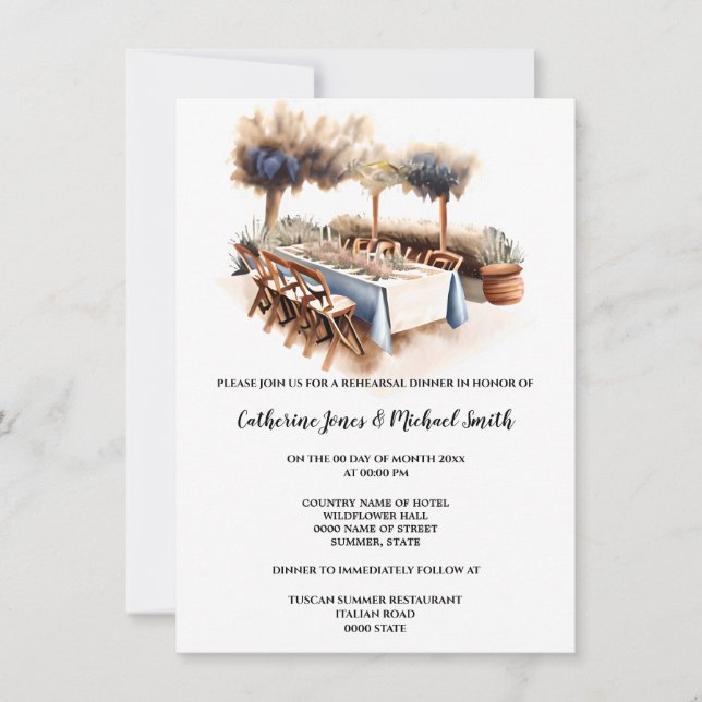 Country vineyard Tuscan dining Italian wedding Invitation (Front)