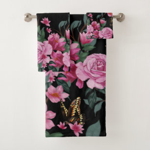 Country Vintage Floral Butterfly Towel Set