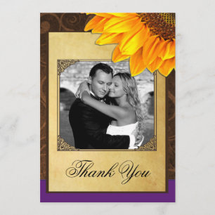 Country Vintage Sunflower Wedding Thank You Cards