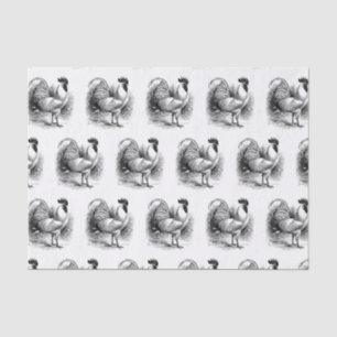 Country vintage tiled rooster party tissue paper