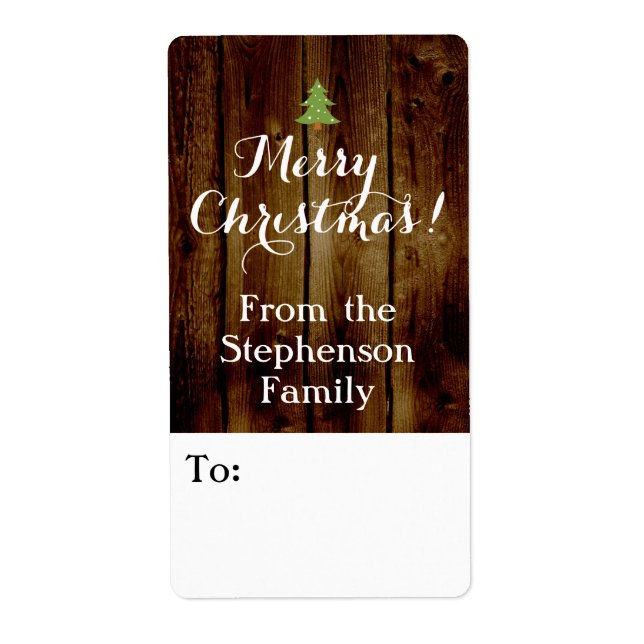 Country Vintage Wood Merry Christmas Gift Tag (Front)