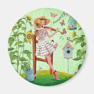 Country Violin Girl    Magnet