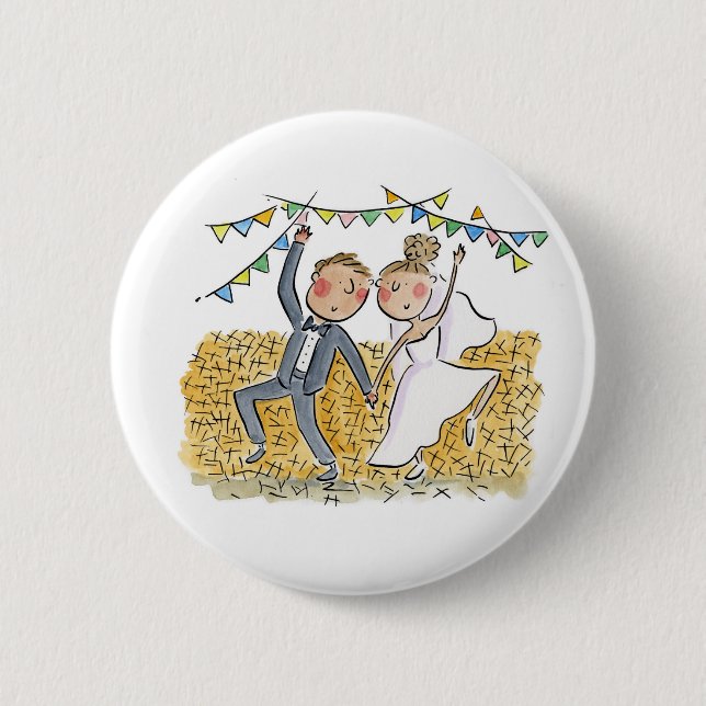 Country Wedding 6 Cm Round Badge (Front)