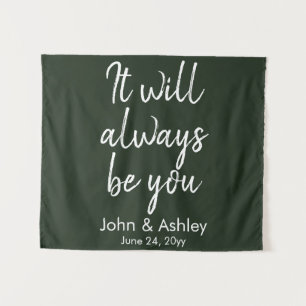 Country Wedding Backdrop Reception Hunter Green Tapestry