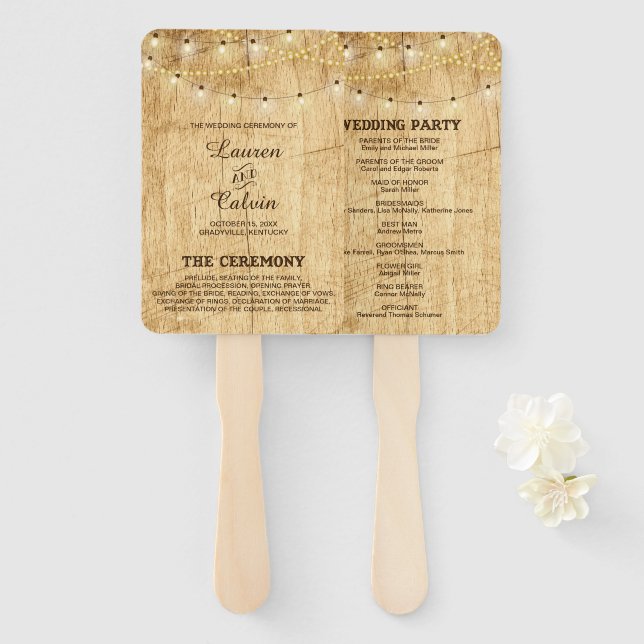 Country Wedding Ceremony Program Fan (Front and Back)