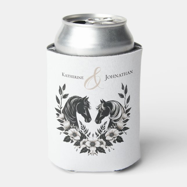 Country Wedding-Horses and Flowers Can Cooler (Can Front)