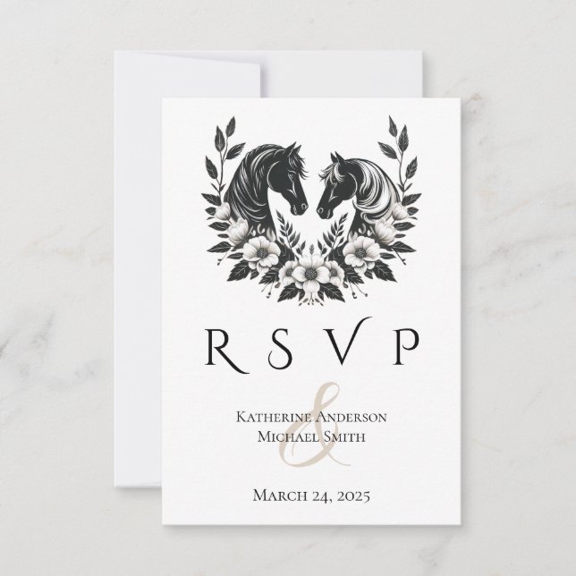 Country Wedding-Horses and Flowers RSVP Card (Front)