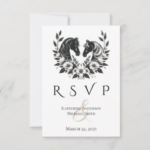 Country Wedding-Horses and Flowers RSVP Card