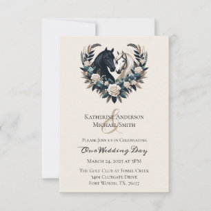 Country Wedding-Horses in Love Invitation