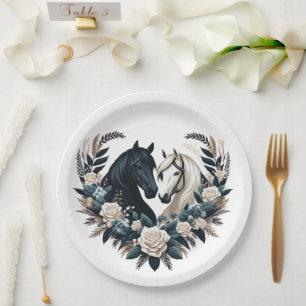 Country Wedding-Horses in Love Paper Plate