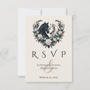 Country Wedding-Horses in Love RSVP Card