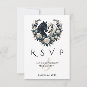 Country Wedding-Horses in Love RSVP Card