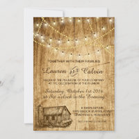 Country wedding invitation with Barn and Silo