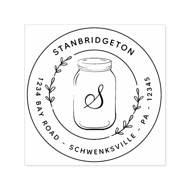 Country Wedding Round Custom Return Address Self-inking Stamp (Design)