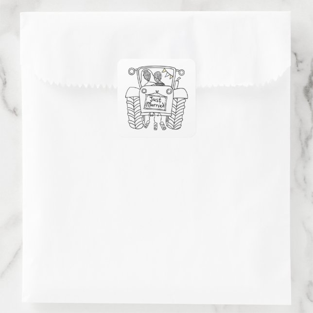 Country Wedding Tractor Sticker (Bag)