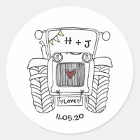 Country Wedding Tractor Sticker Label