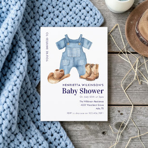 Country Western Baby Shower Overalls Boots hat Invitation