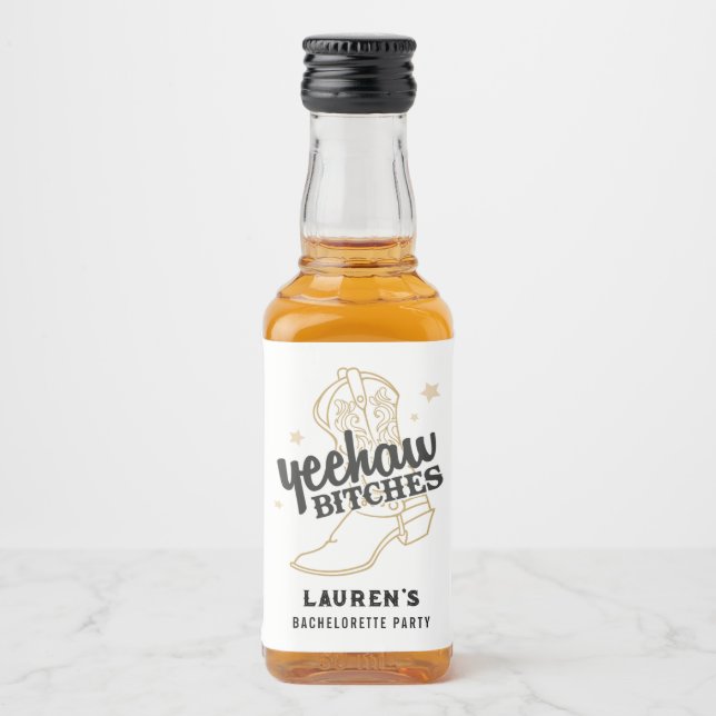 Country Western Bachelorette Mini Bottle Favour Liquor Bottle Label (Front)