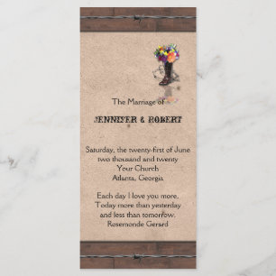 Country Western Barbed Wire Wedding Program Programme