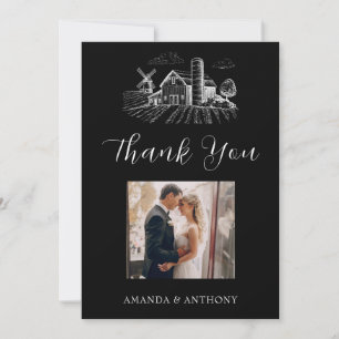 Country Western Barn Wedding Thank You Card