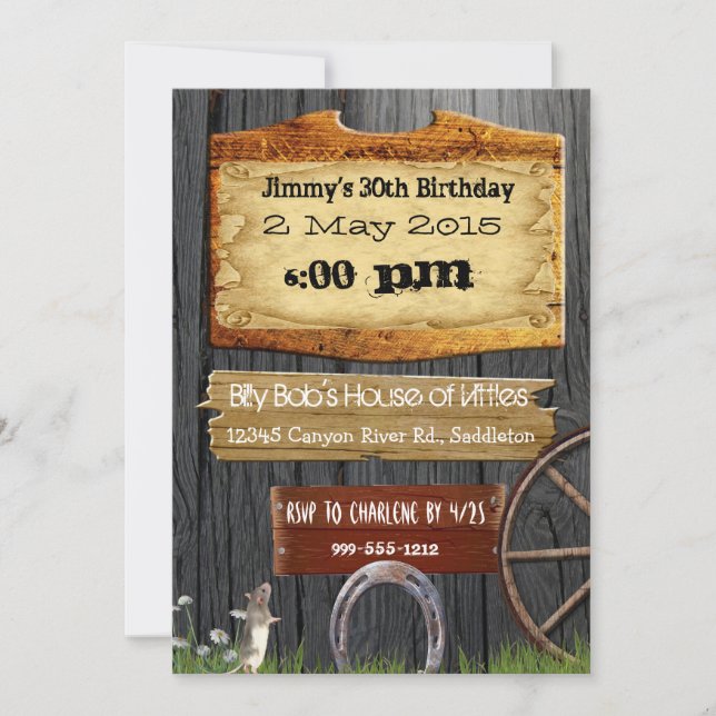 Country Western Birthday Invitations (Front)