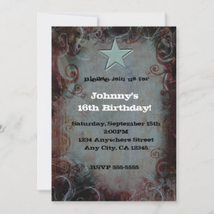 Country Western Blue Star Girls Boys Invitation