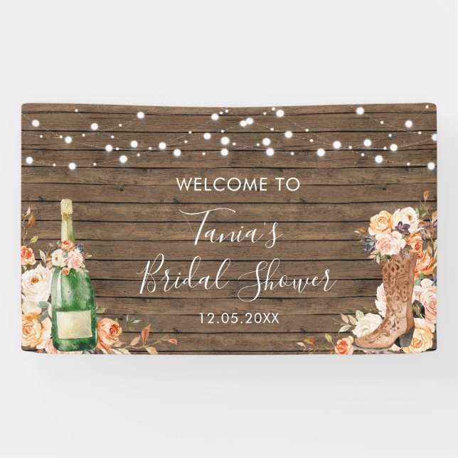 Country Western Boots and Bubbly Large Banner (Horizontal)