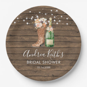 Country Western Boots and Bubbly Paper Plate